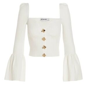 Self Portrait Knit Crop Top with Bell Sleeves